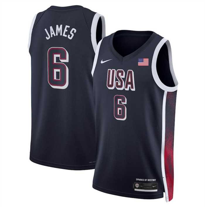 Mens USA Basketball #6 LeBron James Navy 2024 Swingman Stitched Jersey